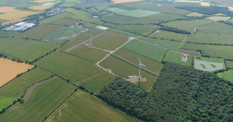Aerial View of Earls Hall Farm Windfarm